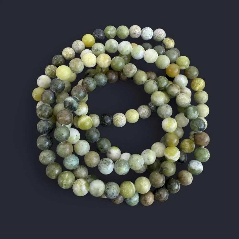 Serpentine Gemstone Bead Bracelet 6mm